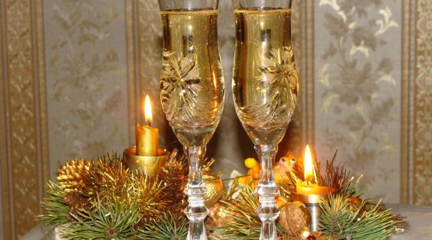 champagne, candles, needles Wallpaper 1900x3200 Resolution