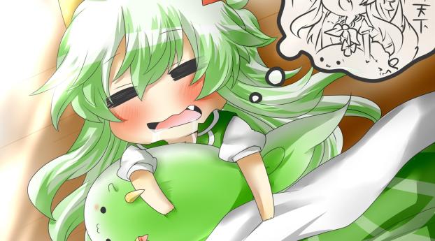 chibi, anime, green hair Wallpaper 540x960 Resolution