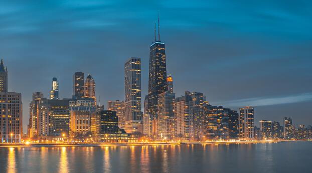 Chicago 8K Skyscrapers Wallpaper 1080x2460 Resolution