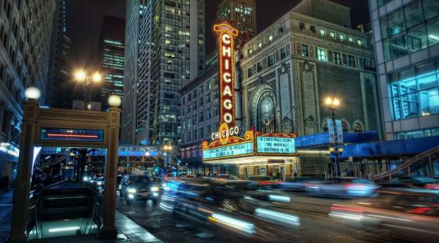 chicago city night, lights, buildings Wallpaper 1440x900 Resolution