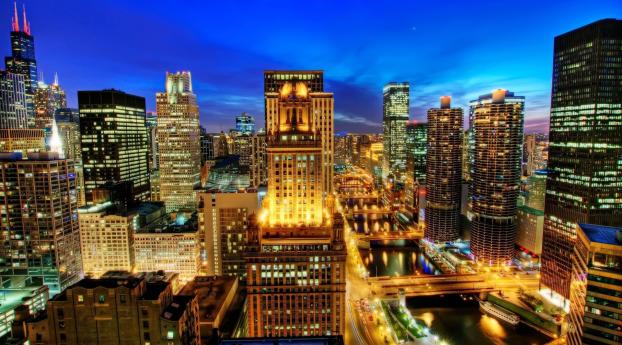 chicago, city, night Wallpaper 720x1600 Resolution