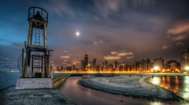 chicago, illinois,  lighthouse Wallpaper 1080x2280 Resolution