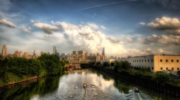 chicago, illinois, river Wallpaper 320x240 Resolution