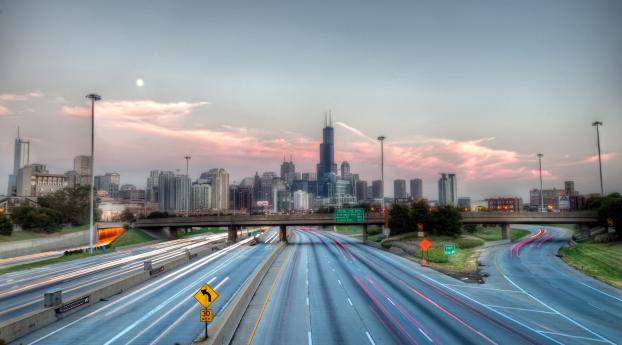 chicago, illinois, road Wallpaper 1280x800 Resolution