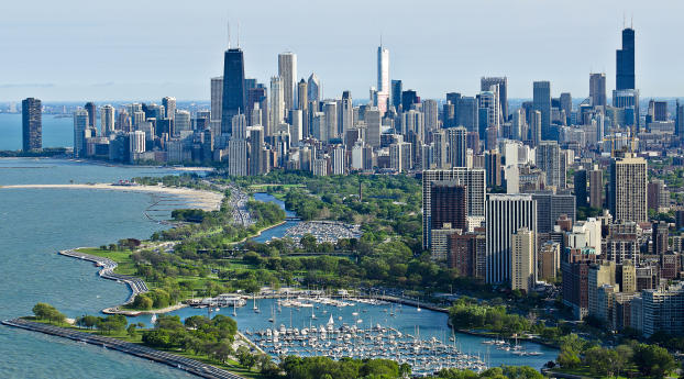 chicago, skyscrapers, top view Wallpaper 480x854 Resolution