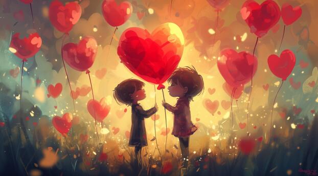 Childhood Love HD Valentine's Love Wallpaper 1440x3120 Resolution