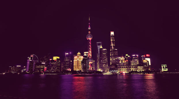 China Neon City Light Cityscape Wallpaper 1920x1200 Resolution