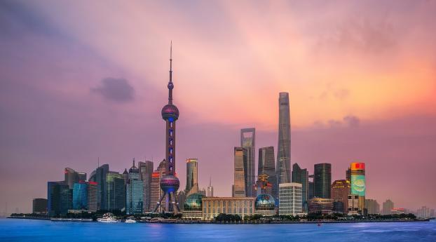 China Shanghai City Skyscraper Wallpaper 1080x2280 Resolution