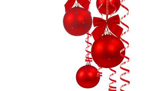 christmas decorations, balloons, bows Wallpaper 2560x1080 Resolution
