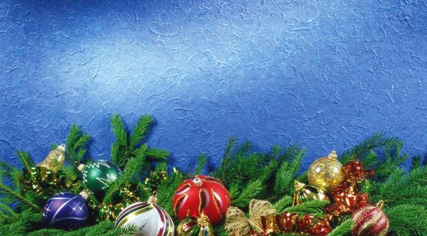 christmas decorations, pine needles, tinsel Wallpaper