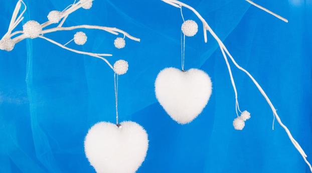 christmas, new year, hearts Wallpaper 1600x400 Resolution