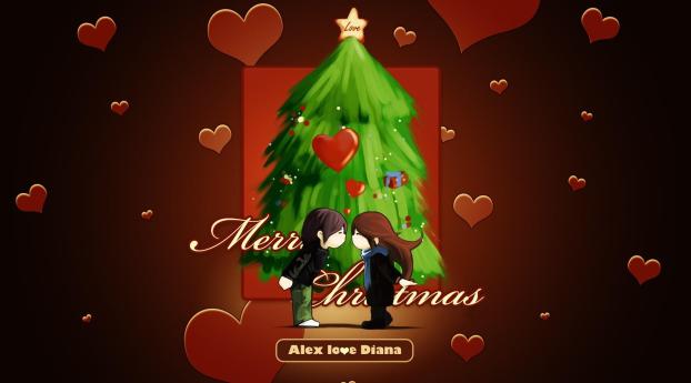 christmas tree, christmas wishes, couple Wallpaper 1125x2436 Resolution