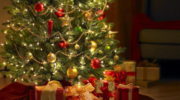 christmas tree, gifts, decorations Wallpaper 1280x720 Resolution