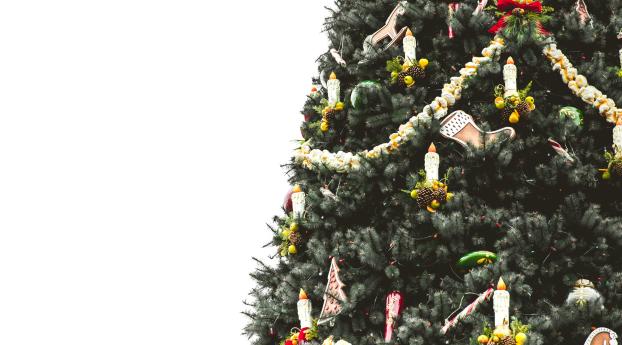 christmas tree, ornaments, candles Wallpaper 1080x2256 Resolution