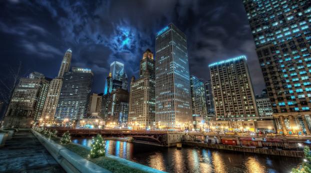 city​​, chicago, channel Wallpaper 2560x1080 Resolution