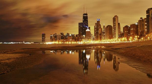 city,  ​​chicago, night Wallpaper 2460x2400 Resolution