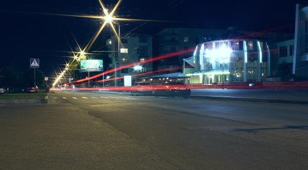 city, night, cars Wallpaper 1400x900 Resolution