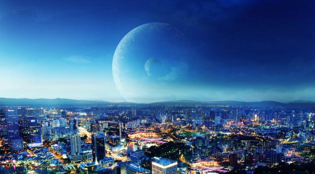 city​​, night, planet Wallpaper 1200x1920 Resolution