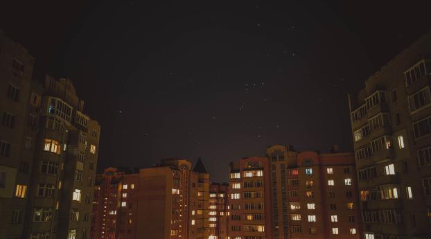 city, night, sky Wallpaper 2480x900 Resolution
