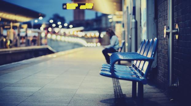 city, station, chairs Wallpaper 1080x2280 Resolution