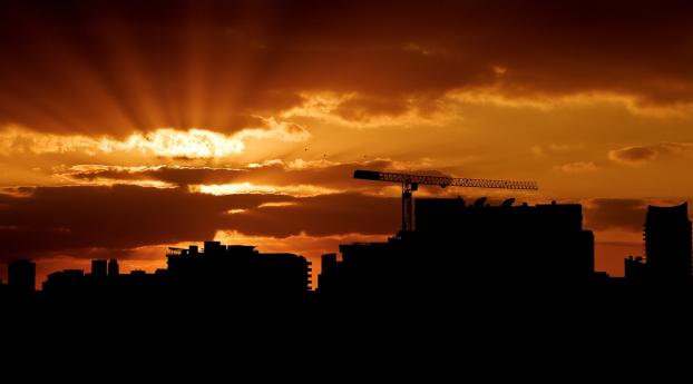 city​​, sunset, clouds Wallpaper 1280x800 Resolution