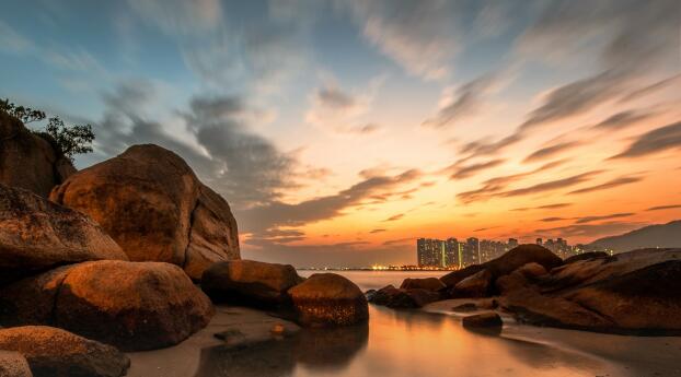 City Sunset HD Hong Kong Photography Wallpaper 1080x2220 Resolution