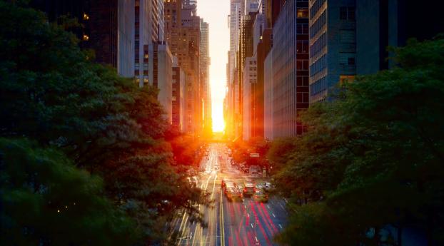 city​​, sunset, sun Wallpaper 2560x1080 Resolution
