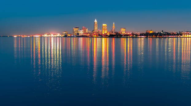 Cleveland City Night Light Wallpaper 3400x1440 Resolution