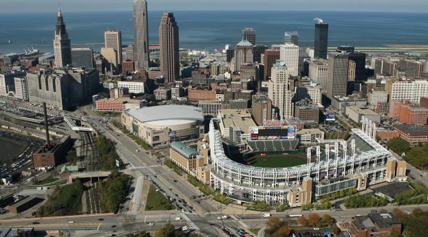 cleveland, united states, top view Wallpaper 1366x768 Resolution