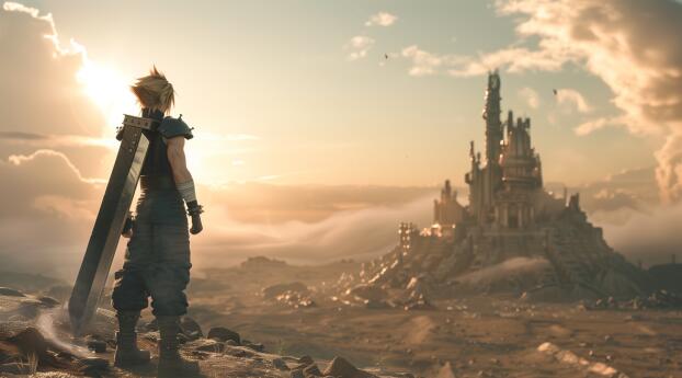 Cloud Strife Adventure Final Fantasy VII Remake Wallpaper