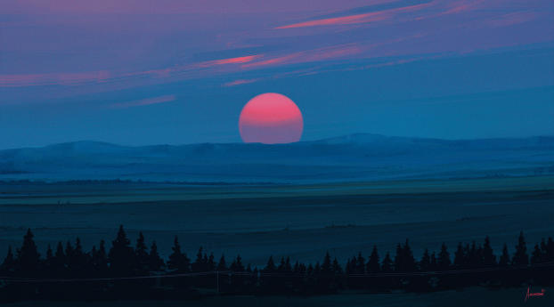 Cold Red Light Sunset Wallpaper 2560x1080 Resolution