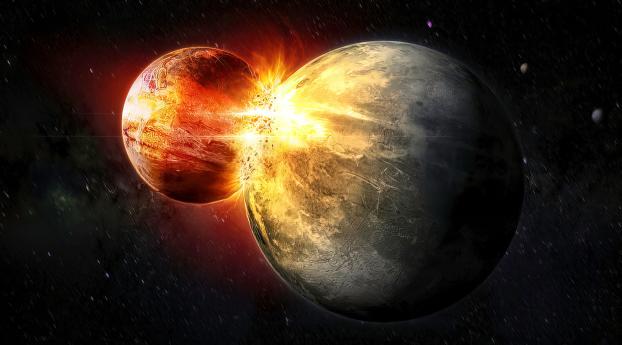 Collision of Planets Wallpaper 480x854 Resolution