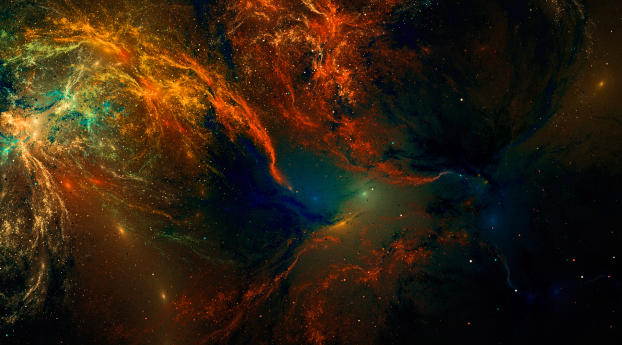 Colorful Artistic Nebula And Space Star Wallpaper 2560x1024 Resolution