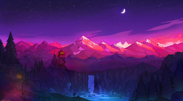 Colorful Mountain 8K Night Photography Wallpaper