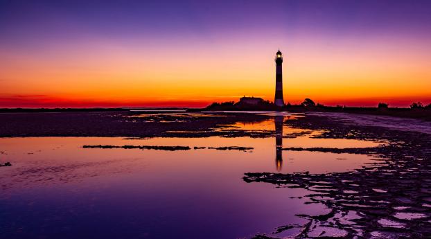 Colorful Sky Near Lighthouse Wallpaper 5120x2880 Resolution