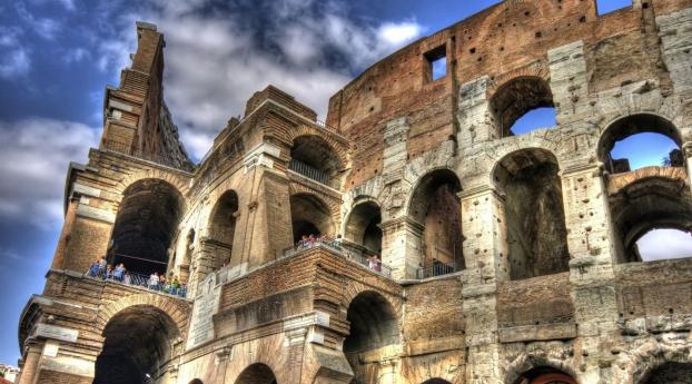 colosseum, italy, people Wallpaper 1288x600 Resolution