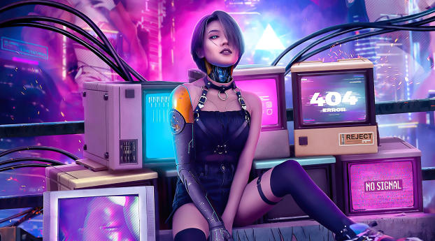 Cool Cyberpunk Cyborg Girl Wallpaper