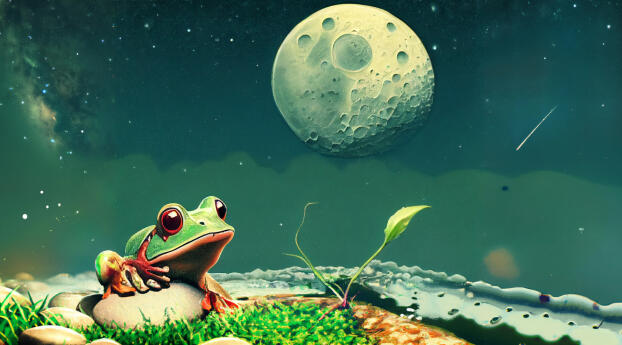 Cool Frog HD Landscape Digital Art Wallpaper 1440x3040 Resolution