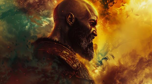 Cool Kratos God of War Digital Wallpaper
