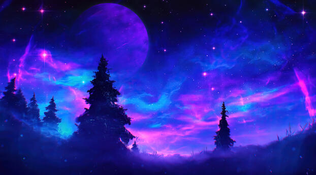 Cool Space Forest Wallpaper 1280x769 Resolution