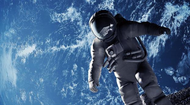 cosmonaut, weightlessness, space suit Wallpaper 1500x3200 Resolution