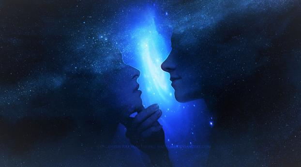 Couple In Love Artistic Blue Wallpaper 360x640 Resolution