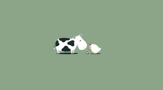 cow, chicken, eggs Wallpaper
