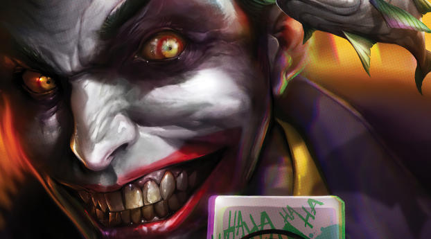 Crazy Joker DC Comic Wallpaper 1080x2316 Resolution