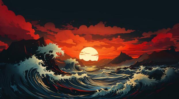 Crimson Tide HD Sunset Wallpaper 1668x2228 Resolution