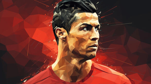 Cristiano Ronaldo in Barcelona Paint Art Wallpaper