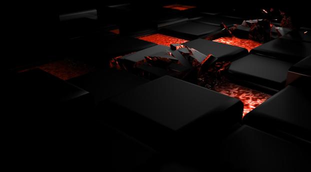 cube, fire, dark Wallpaper