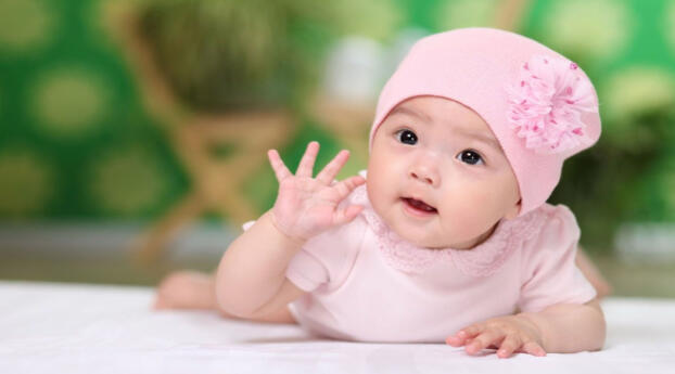 Cute Baby Girl Child in Light Pink Dress Wallpaper 2560x1600 Resolution