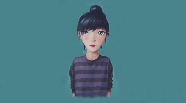 Cute Blue Eyes Minimal Artwork Wallpaper 2560x1024 Resolution