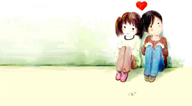 Cute Boy And Girl Are Sitting On Floor Wallpaper 720x1440 Resolution